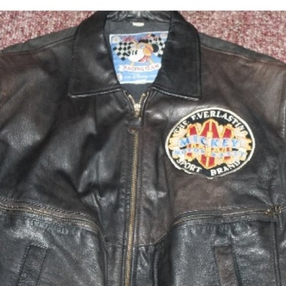 New Mickey Mouse Leather Bomber Biker Jacket - Picture 4 of 16